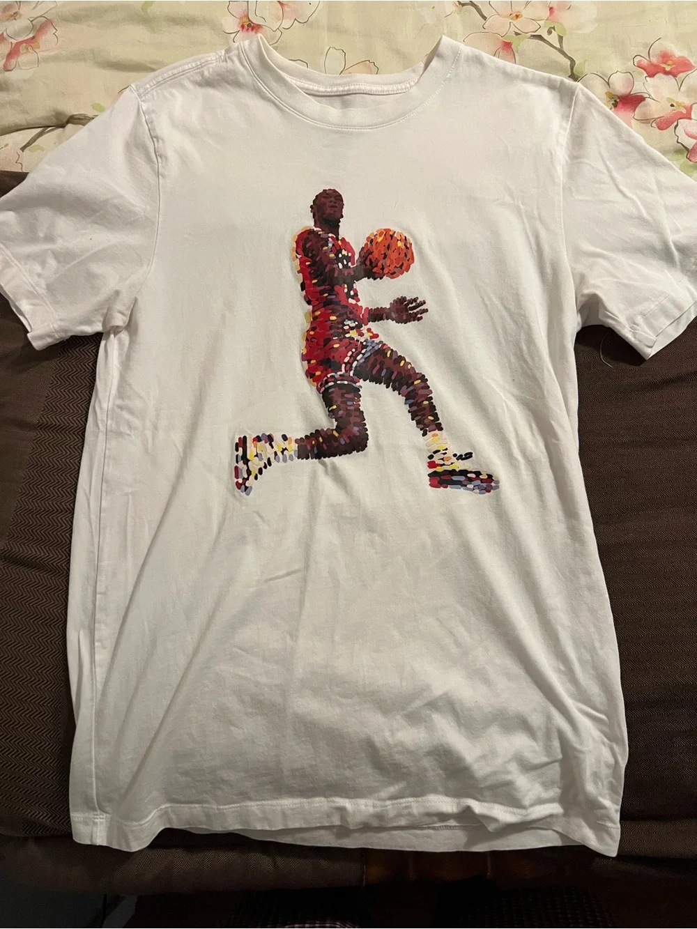 Jordan Mens Michael Jordan Mosaic Graphic T-Shirt White Small Jumpman Logo Tee